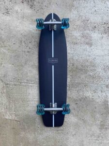 longboard with blue shark wheels